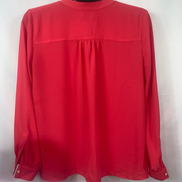 Loft Women's Coral Blouse Medium 3/4 Button - Picture 3 of 6